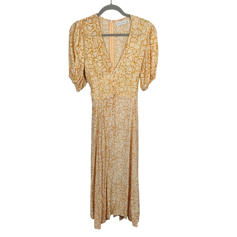 Faithfull the Brand Yellow Snake-Print Midi Dress - Picture 2 of 10